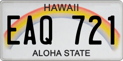 HI license plate EAQ721