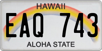 HI license plate EAQ743