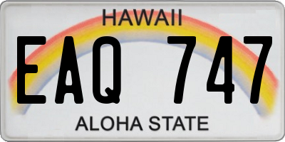 HI license plate EAQ747