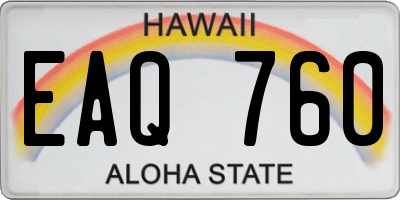 HI license plate EAQ760