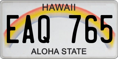 HI license plate EAQ765