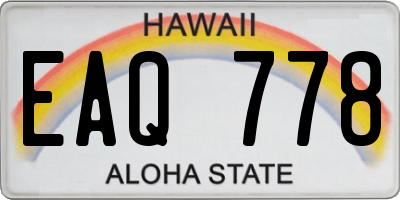 HI license plate EAQ778