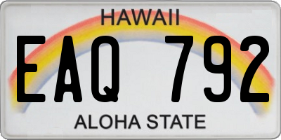 HI license plate EAQ792