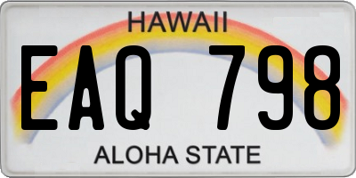 HI license plate EAQ798