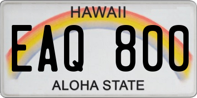 HI license plate EAQ800