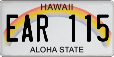 HI license plate EAR115