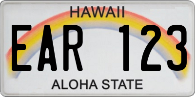 HI license plate EAR123