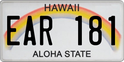 HI license plate EAR181
