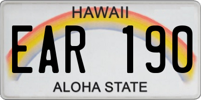 HI license plate EAR190