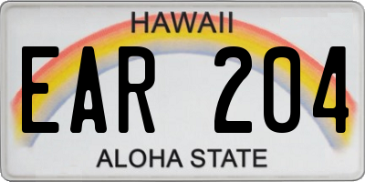 HI license plate EAR204