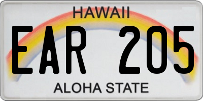 HI license plate EAR205