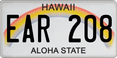 HI license plate EAR208