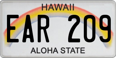 HI license plate EAR209