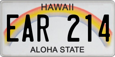HI license plate EAR214