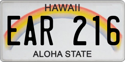 HI license plate EAR216