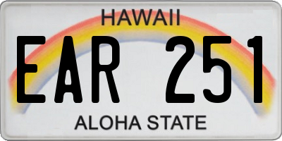 HI license plate EAR251