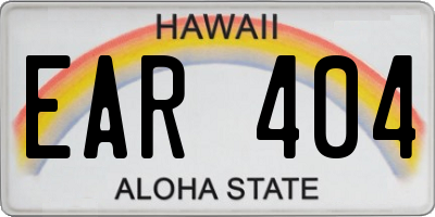 HI license plate EAR404