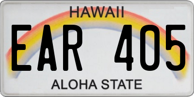 HI license plate EAR405