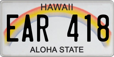HI license plate EAR418
