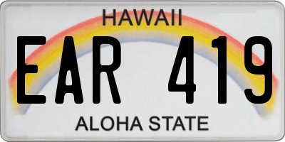 HI license plate EAR419