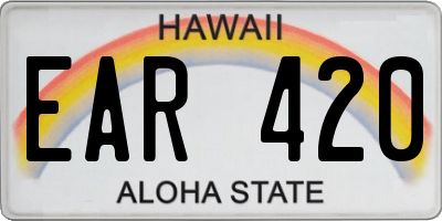 HI license plate EAR420