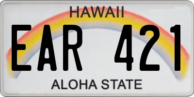 HI license plate EAR421