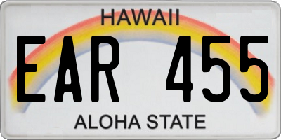 HI license plate EAR455