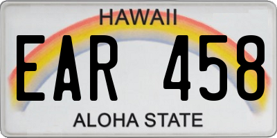 HI license plate EAR458