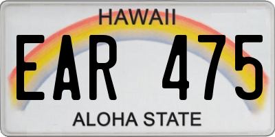 HI license plate EAR475