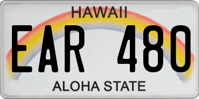 HI license plate EAR480