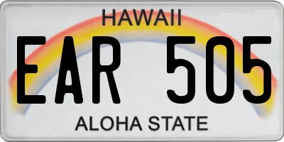 HI license plate EAR505