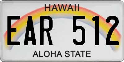 HI license plate EAR512