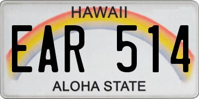 HI license plate EAR514