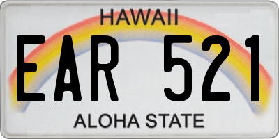 HI license plate EAR521