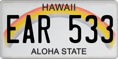 HI license plate EAR533