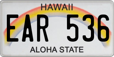 HI license plate EAR536