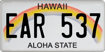 HI license plate EAR537