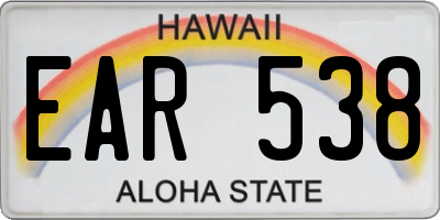 HI license plate EAR538