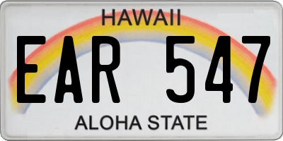 HI license plate EAR547