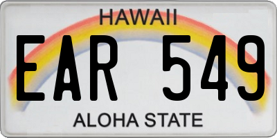 HI license plate EAR549