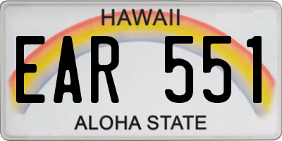 HI license plate EAR551