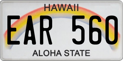 HI license plate EAR560