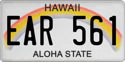 HI license plate EAR561
