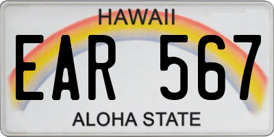 HI license plate EAR567