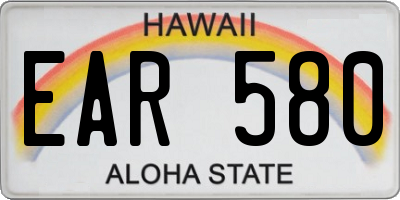 HI license plate EAR580