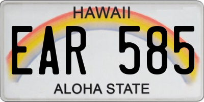 HI license plate EAR585
