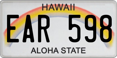 HI license plate EAR598