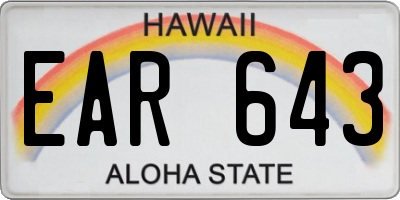 HI license plate EAR643