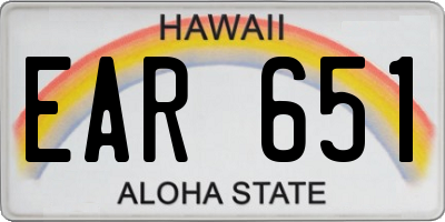 HI license plate EAR651