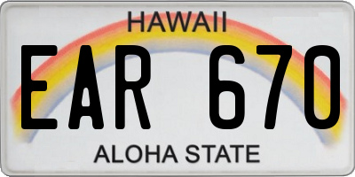 HI license plate EAR670